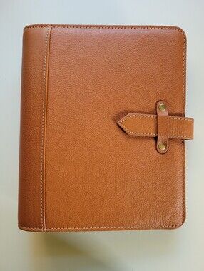 Franklin Covey Classic Aurora Chestnut Leather 7 Ring Planner Binder Organizer
